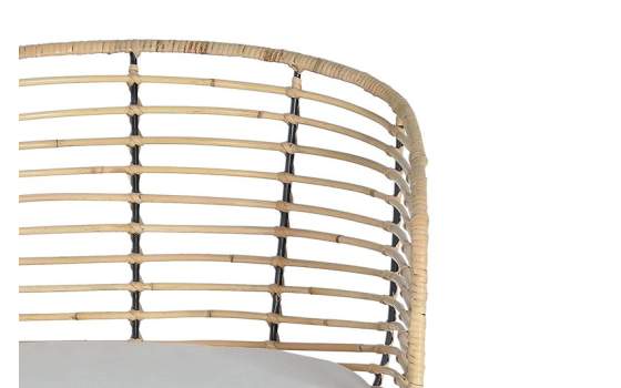 2 Sillones Rattan Forja con Cojin Blanco Serie Rattanwund