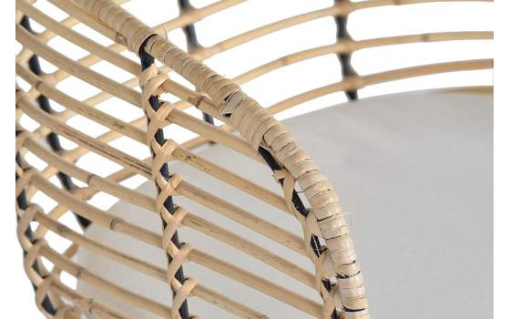 2 Sillones Rattan Forja con Cojin Blanco Serie Rattanwund