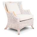 Sillon Rattan y Madera Patinado en Blanco Serie Melbourne