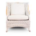 Sillon Rattan y Madera Patinado en Blanco Serie Melbourne