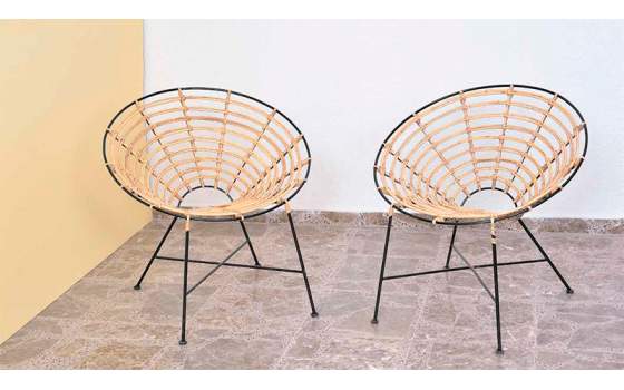 Sillon Redondo Salon o Jardin Actual Forja Rattan Serie Anisas