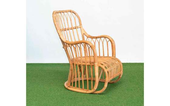 Sillon Respaldo Alto Rattan Natural Jardin Serie Arismas