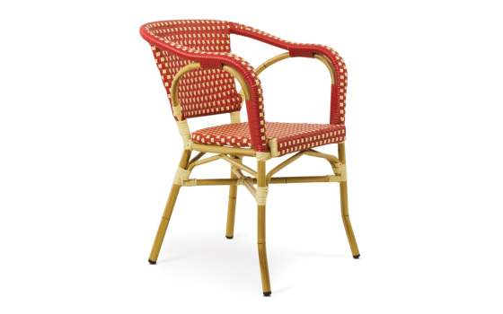 Sillon Rojo Clasico Aluminio y Plastico Tejido Serie Rivoli