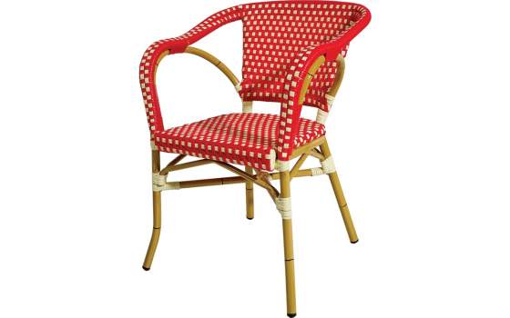 Sillon Rojo Clasico Aluminio y Plastico Tejido Serie Rivoli