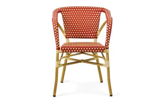 Sillon Rojo Clasico Aluminio y Plastico Tejido Serie Rivoli
