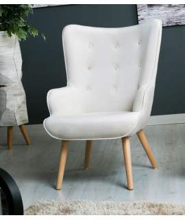 Sillon Salon Actual Tapizado Terciopelo Beige Serie Boulain