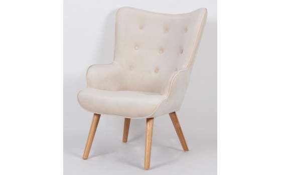 Sillon Salon Actual Tapizado Terciopelo Beige Serie Boulain