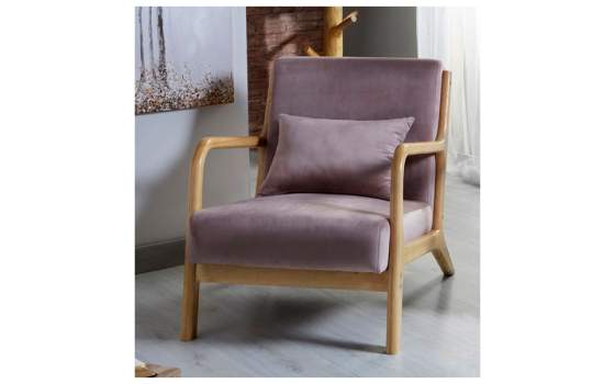 Sillon Salon Actual Terciopelo Color Rosa Palido Serie Abatran
