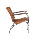 Sillon Salon Piel Marron y Forja Negra Estilo Vintage Serie Ayre