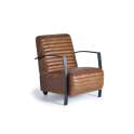 Sillon Tapizado piel Marron y Acero Negro Serie Alesane