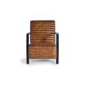 Sillon Tapizado piel Marron y Acero Negro Serie Alesane