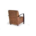 Sillon Tapizado piel Marron y Acero Negro Serie Alesane