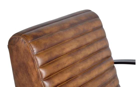 Sillon Tapizado piel Marron y Acero Negro Serie Alesane