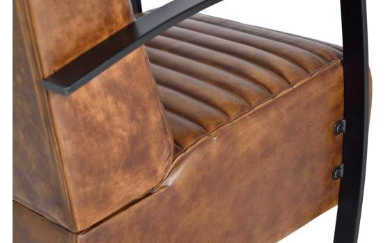 Sillon Tapizado piel Marron y Acero Negro Serie Alesane
