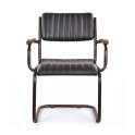 Sillon Tapizado Piel Negra Estructura de Acero Negro Bristol
