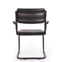 Sillon Tapizado Piel Negra Estructura de Acero Negro Bristol