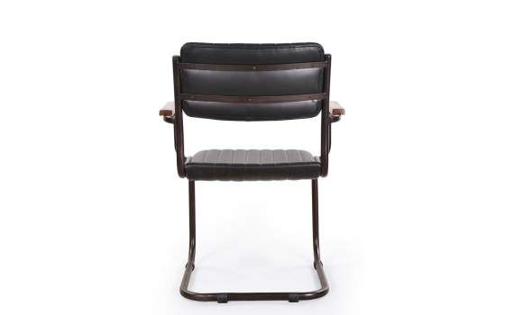Sillon Tapizado Piel Negra Estructura de Acero Negro Bristol