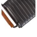 Sillon Tapizado Piel Negra Estructura de Acero Negro Bristol