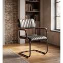 Sillon Tapizado Piel Negra Estructura de Acero Negro Bristol