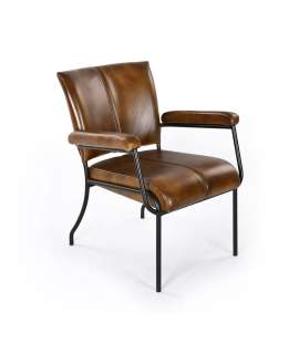 Sillon Tapizado Piel y Estructura de Acero Negro - Serie Bristol
