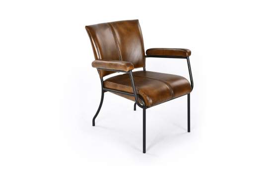 Sillon Tapizado Piel y Estructura de Acero Negro - Serie Bristol