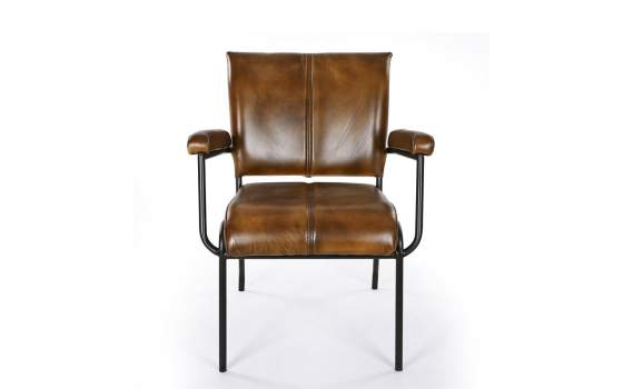 Sillon Tapizado Piel y Estructura de Acero Negro - Serie Bristol