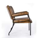 Sillon Tapizado Piel y Estructura de Acero Negro - Serie Bristol