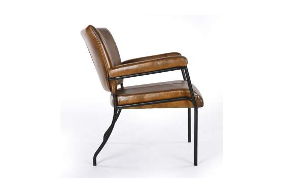 Sillon Tapizado Piel y Estructura de Acero Negro - Serie Bristol