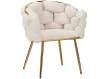 Sillon Tapizado Rizo Suave Blanco Patas Acero Oro Laysan