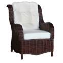 Sillon Tejido en Rattan con Cojines Acabado en Nogal