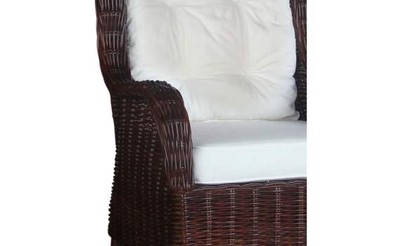 Sillon Tejido en Rattan con Cojines Acabado en Nogal