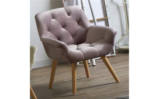 Sillon Terciopelo Capitonee Rosa Palido Saoul