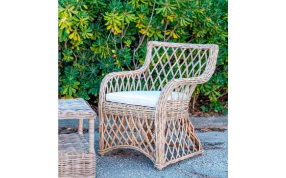 Sillon Terraza Ratan Calado Tejido Pulut Cojin Loneta Ariaste