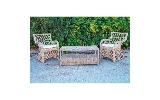 Sillon Terraza Ratan Calado Tejido Pulut Cojin Loneta Ariaste