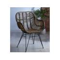 Sillon Terraza  Rattan Natural Color Gris Patas Forja Aranche