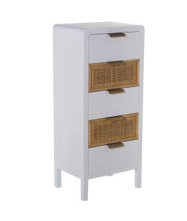 Sinfonier 4 Cajones Madera Blanca Rattan Serie Alcober