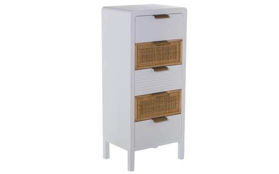 Sinfonier 4 Cajones Madera Blanca Rattan Serie Alcober