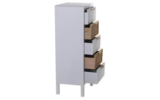 Sinfonier 4 Cajones Madera Blanca Rattan Serie Alcober