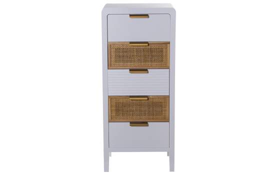 Sinfonier 4 Cajones Madera Blanca Rattan Serie Alcober