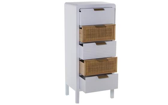 Sinfonier 4 Cajones Madera Blanca Rattan Serie Alcober