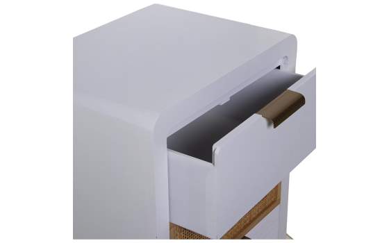 Sinfonier 4 Cajones Madera Blanca Rattan Serie Alcober