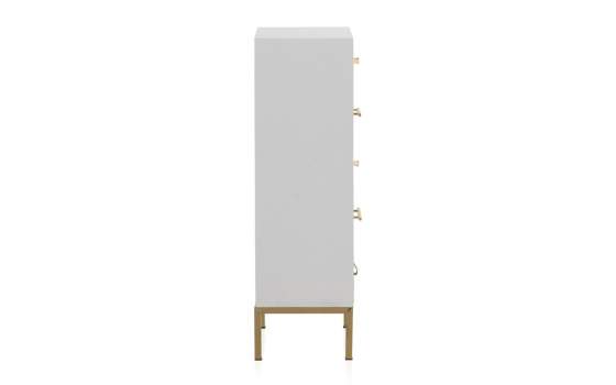 Sinfonier 5 Cajones Decorados Patas Oro Estilo Actual Gold White