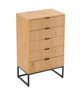 Sinfonier 5 Cajones Madera Natural Acanalada Serie Anube