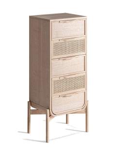 Sinfonier 5 Cajones Madera y Ratan - Serie Weurtz