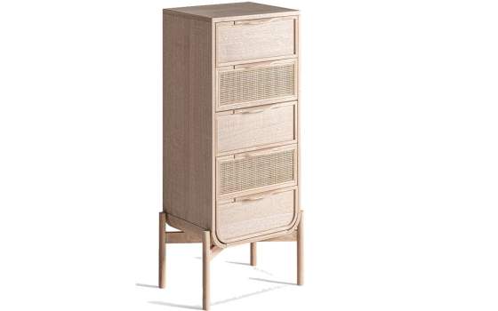 Sinfonier 5 Cajones Madera y Ratan - Serie Weurtz