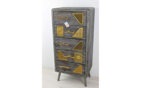 Sinfonier 5 Cajones Rustico Decoracion Metal Oro Serie Atrada