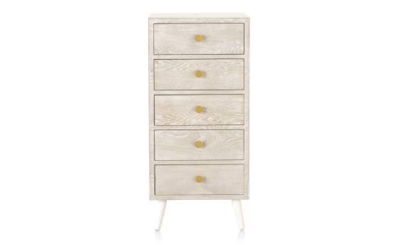 Sinfonier Moderno 5 Cajones Color Blanco Decape Abrezo