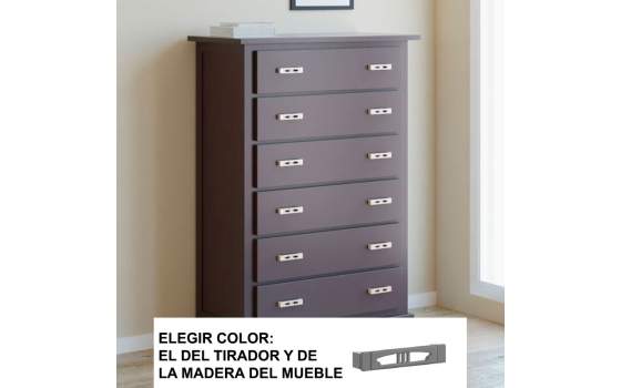 Sinfonier Moderno 6 Cajones con tiradores Metalicos Serie Alexia