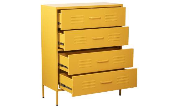 Sinfonier Moderno Metalico 4 Cajones Amarillo Serie Baquijar