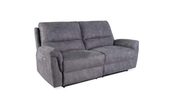 Sofa 2 Plazas Actual Tapizado Gris Reclinable Basil Melvin